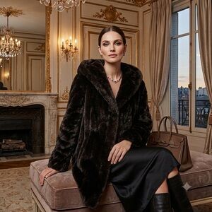Vintage Faux Mink‎ Coat Womens 12 Fur Mob Wife Monterey EUC